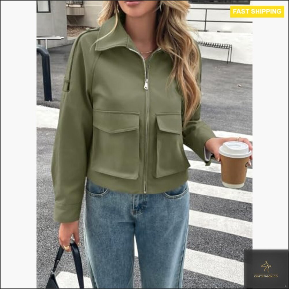 Cropped Utility Jacket With Pockets, Lightweight … - image 2